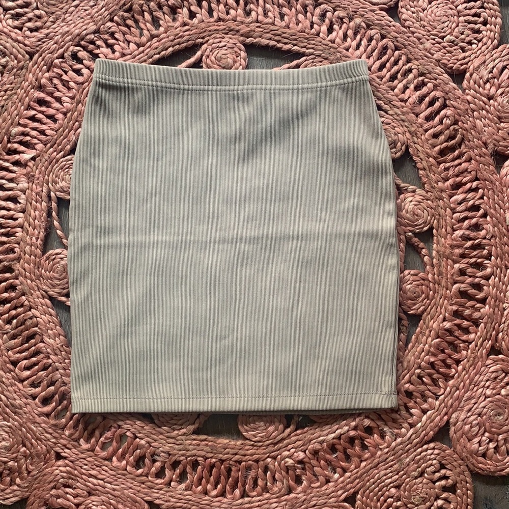 Tan Ribbed Bodycon Skirt